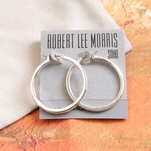 ROBERT LEE MORRIS Silver Hoop Earrings Classic Style New